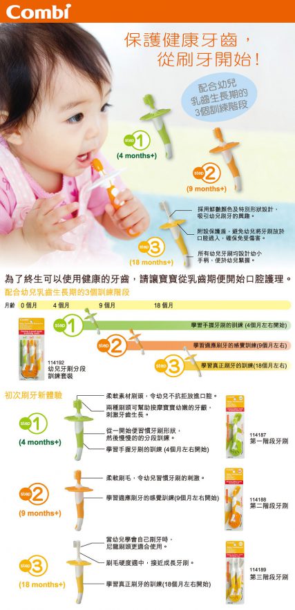 日本 Combi 幼兒嬰兒乳牙刷 兒童牙刷 BB牙刷 學習乳齒牙刷 幼兒牙刷套裝