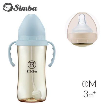 Simba 蘊蜜鉑金PPSU寬口吸管把手防脹氣奶瓶 360ml [奶嘴 + 手柄 + 吸管]