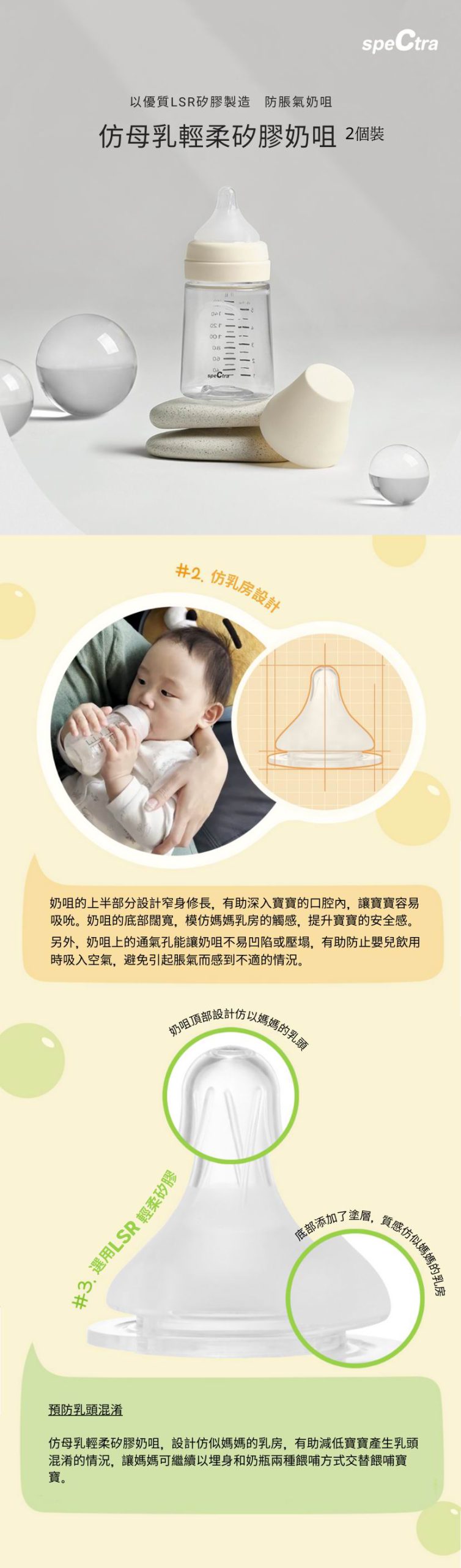 Spectra 仿母乳輕柔矽膠奶咀